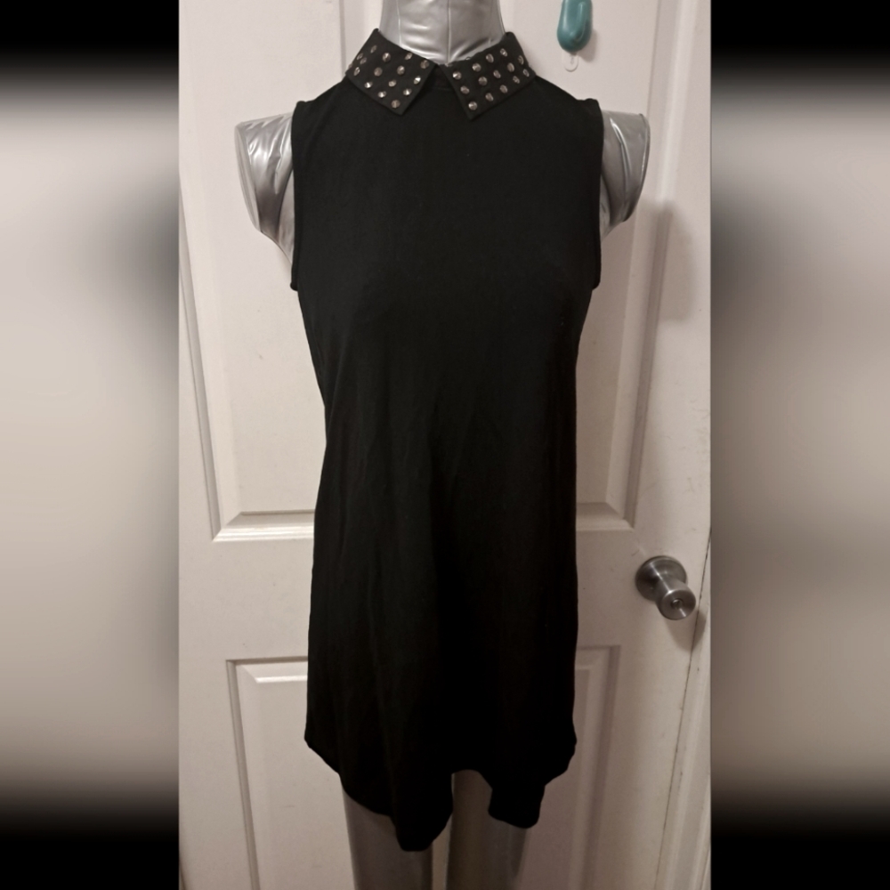 Forever 21 Embellished Black Crepe Dress Sz S